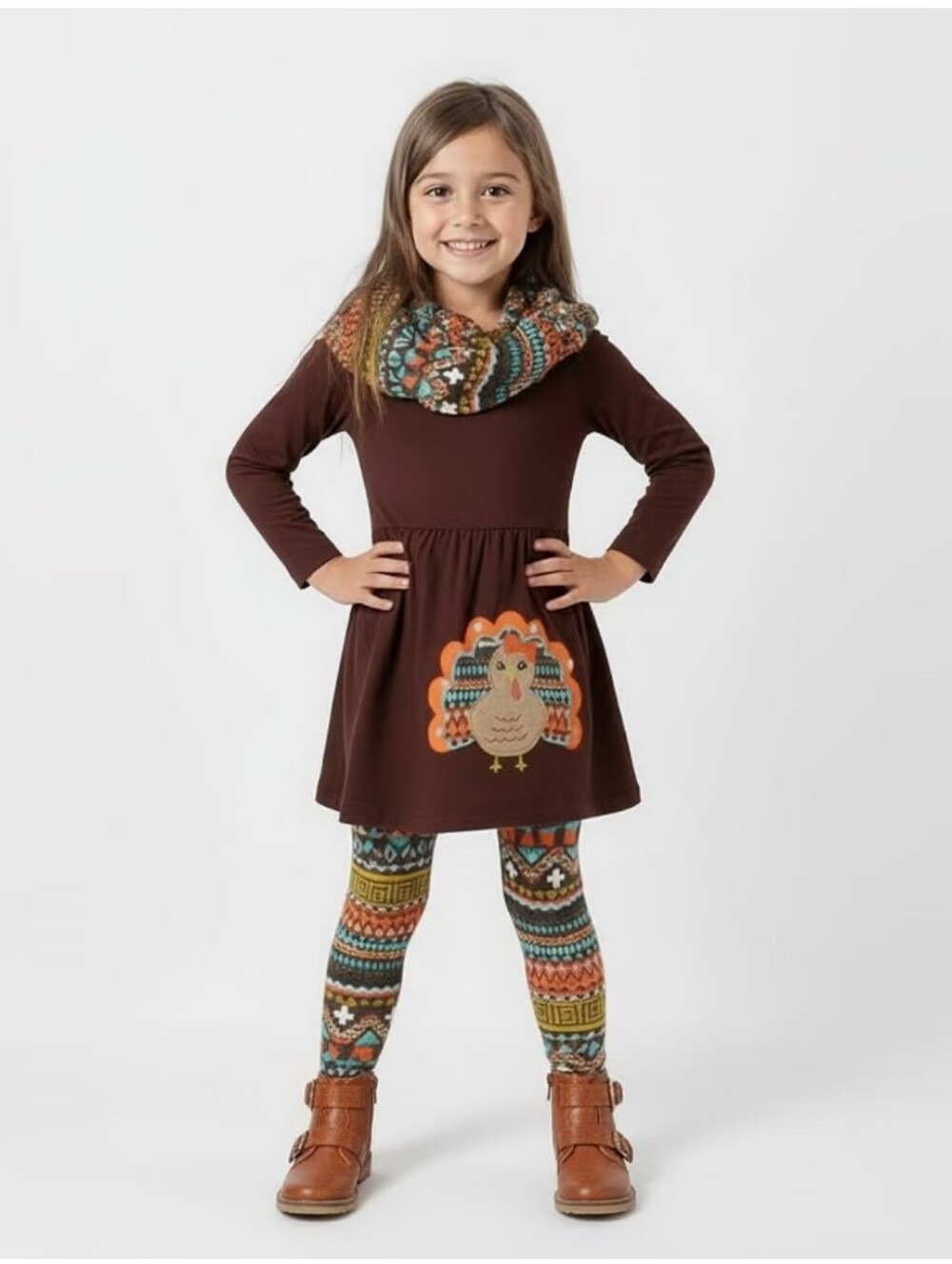 Girls 3 Piece Thanksgiving Outfit Matching Set